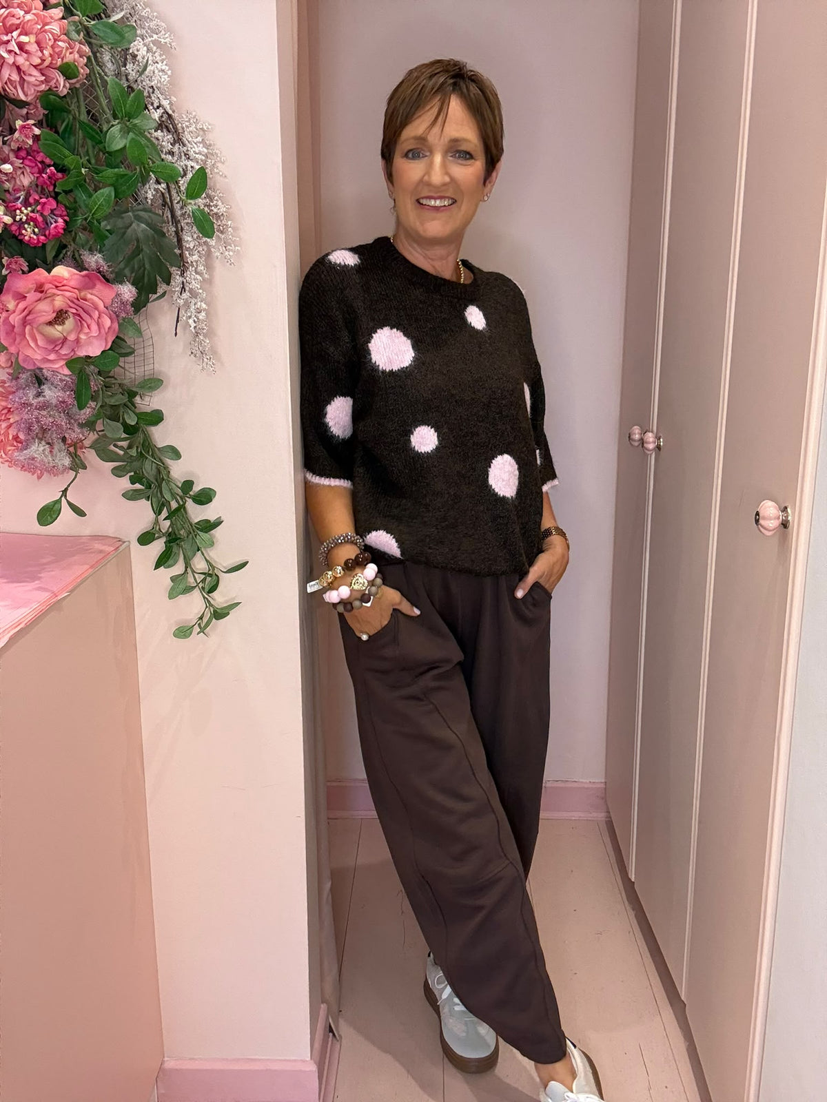 Polka Dot Short Sleeve Knit-5
