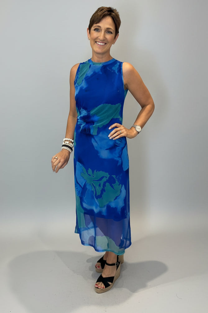 Floral Print Mesh Dress-2
