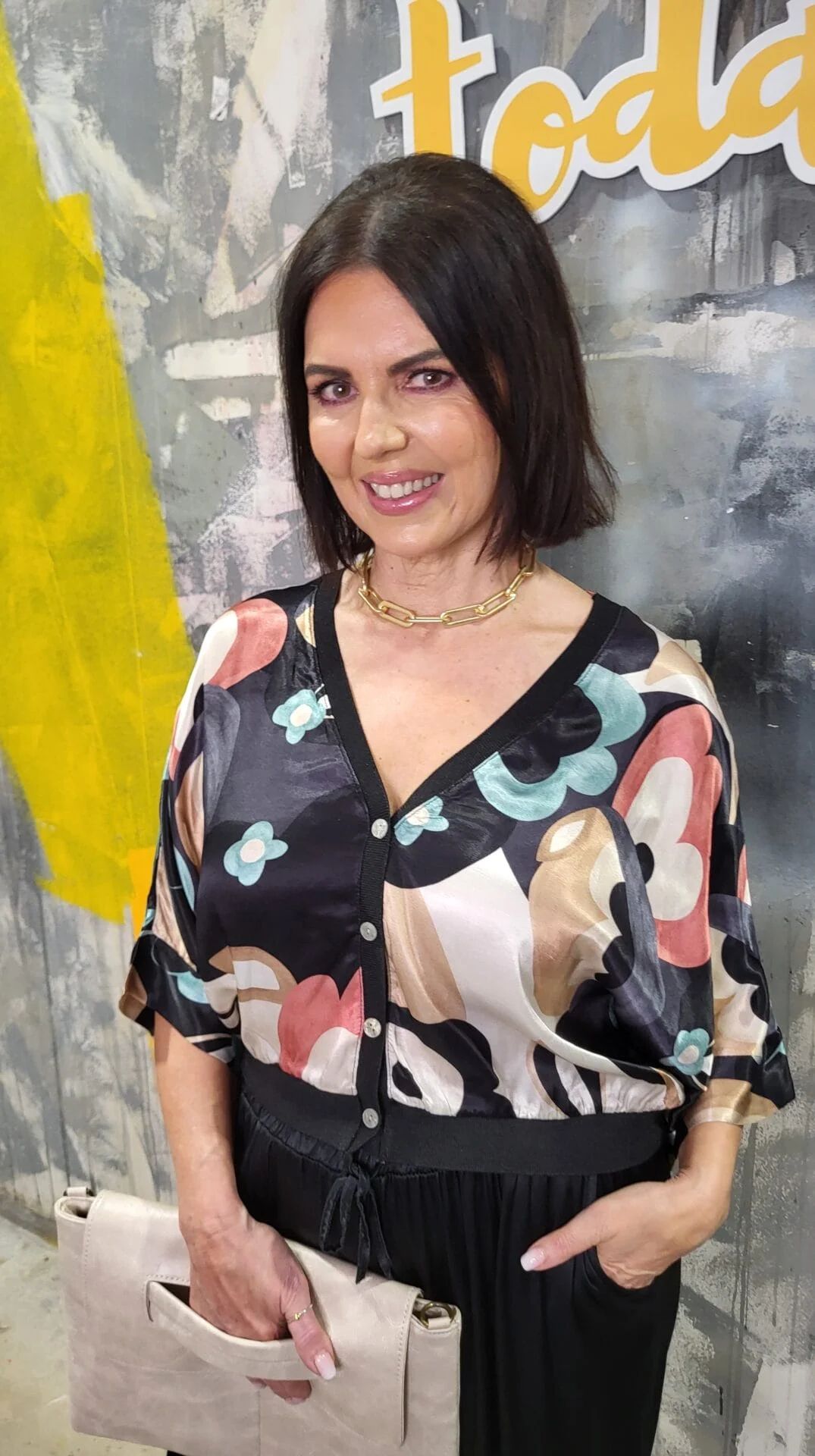 Rebecca Printed Button Top-8
