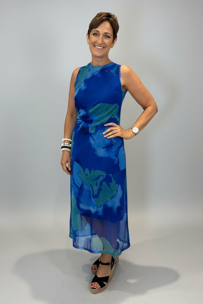 Floral Print Mesh Dress-1