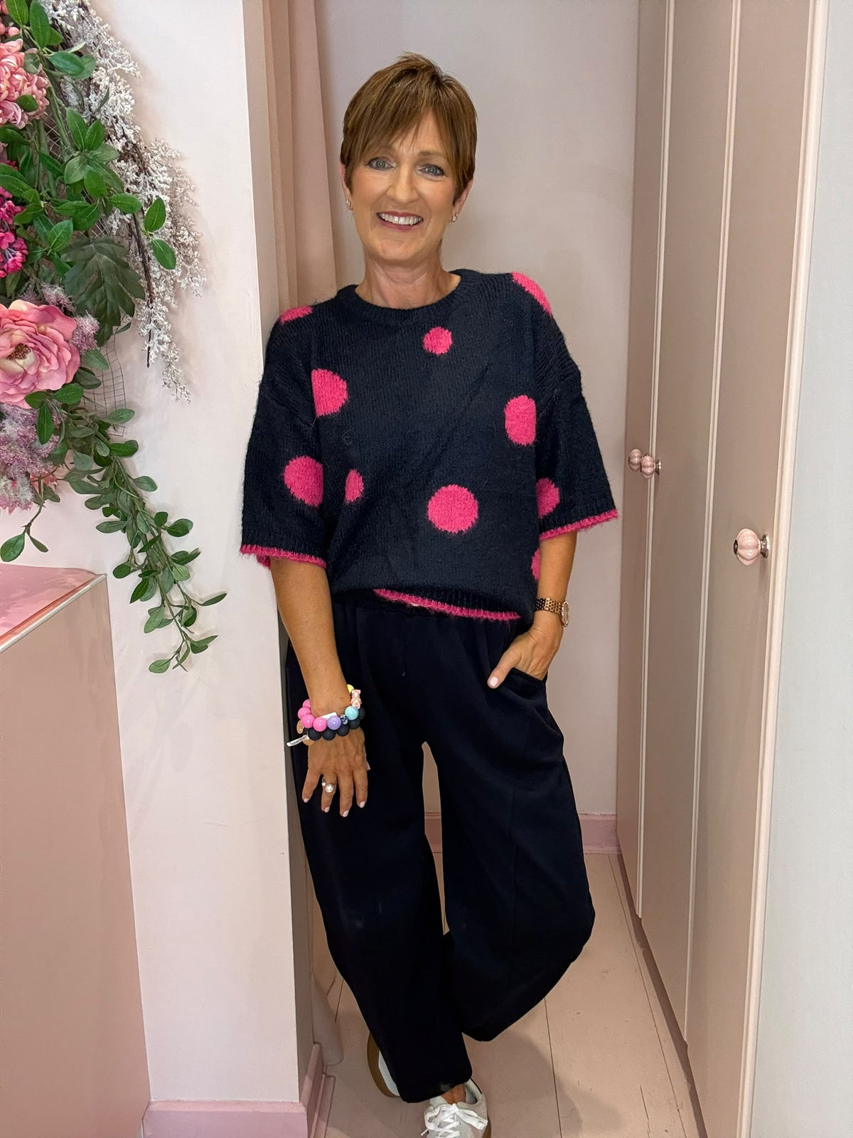 Polka Dot Short Sleeve Knit-7