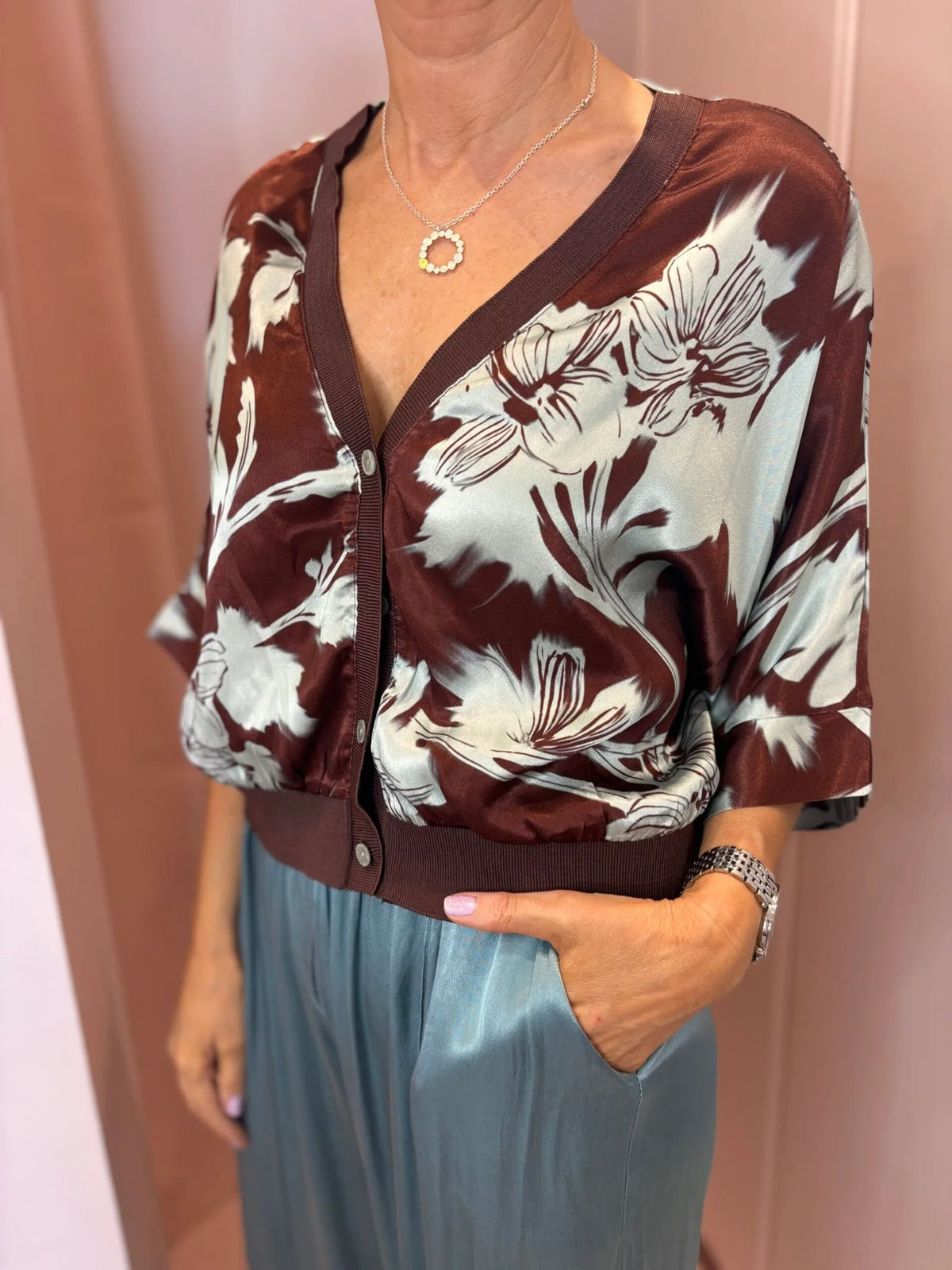 Rebecca Printed Button Top-23