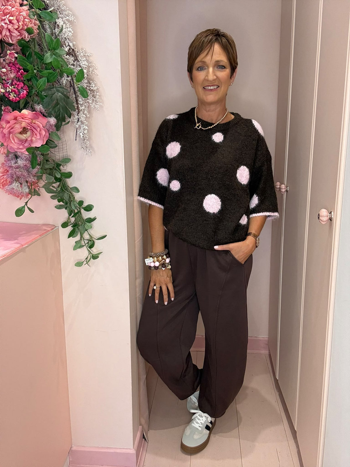 Polka Dot Short Sleeve Knit-10