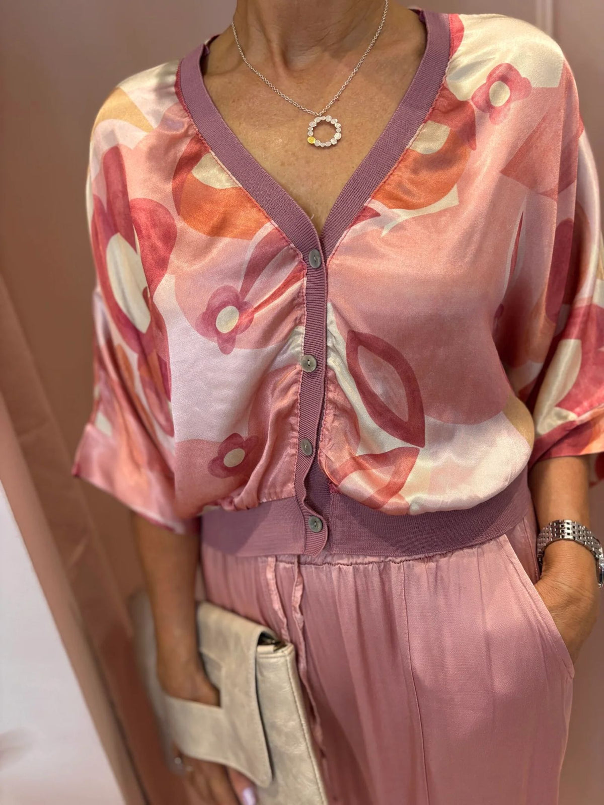 Rebecca Printed Button Top-3