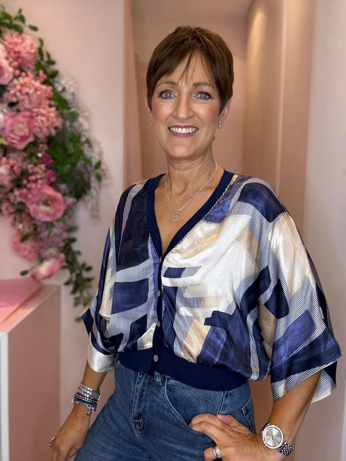 Rebecca Printed Button Top-4