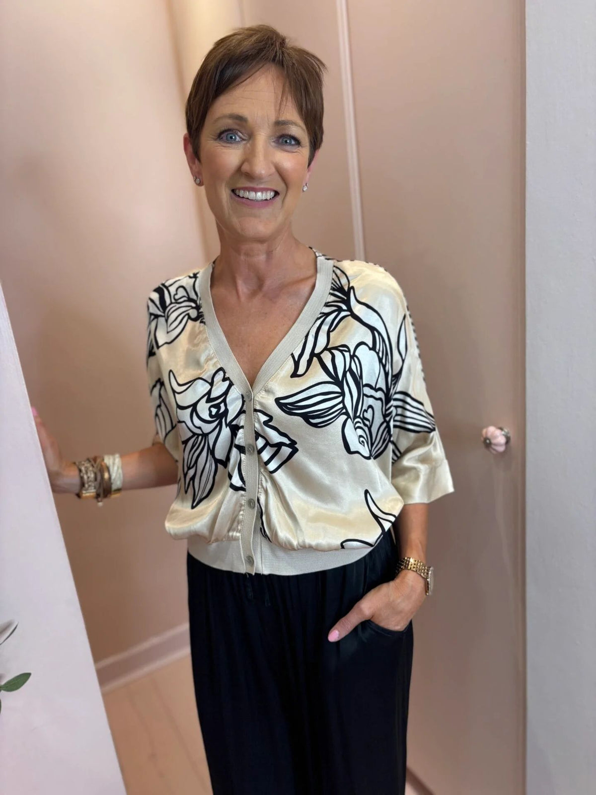 Rebecca Printed Button Top-11