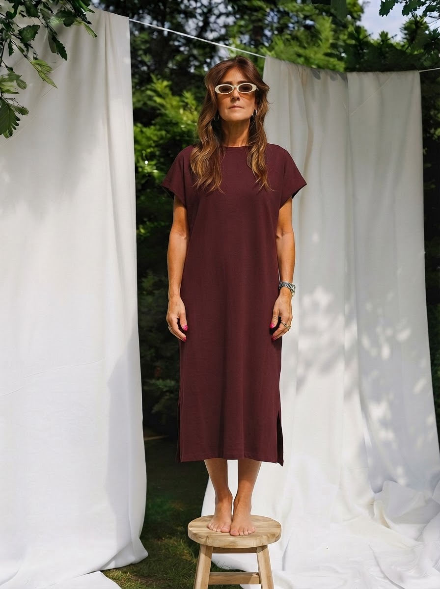 Soft Touch Side Slit Midi Dress-2