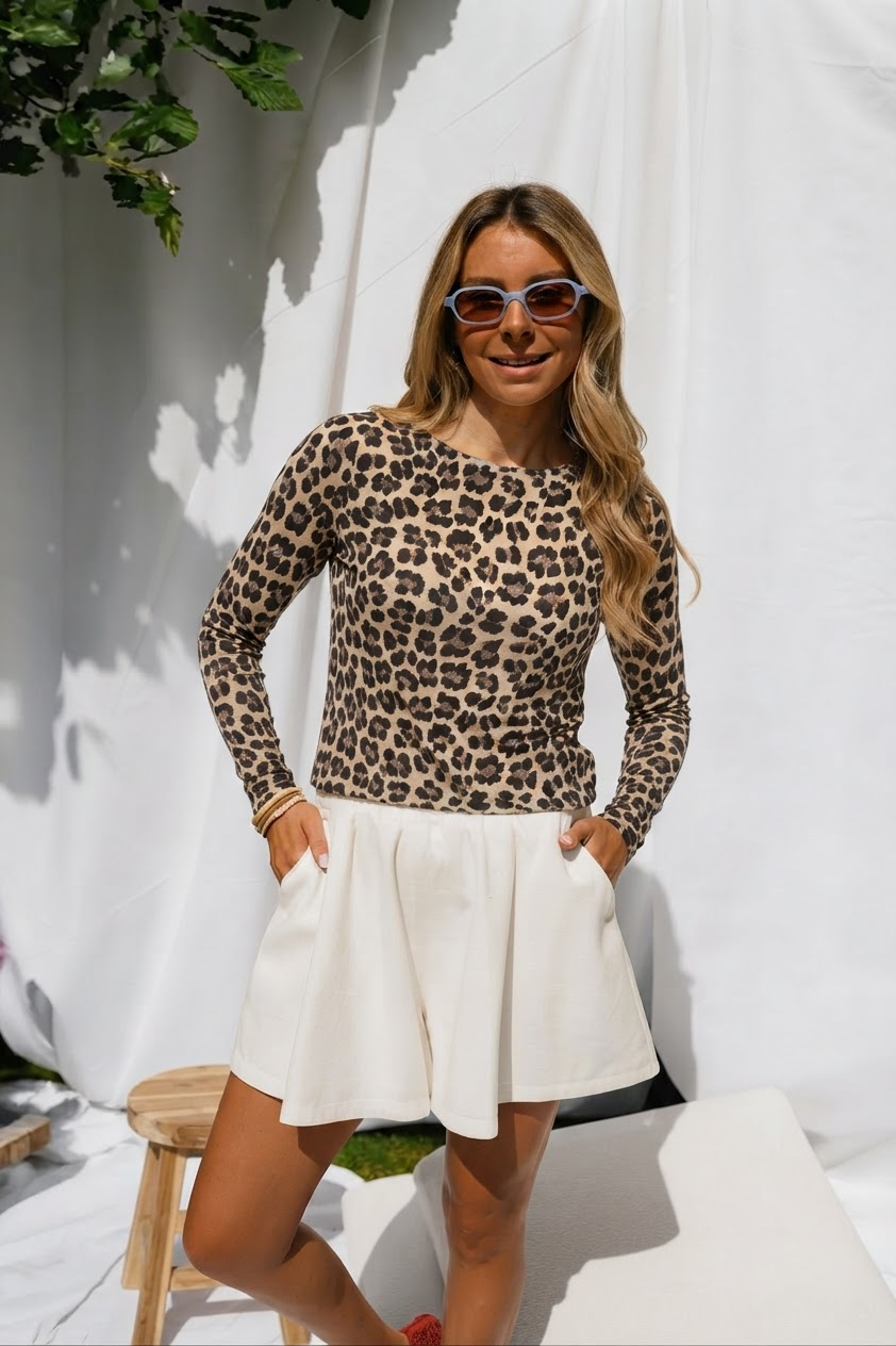 Leopard Print Basic Top-1