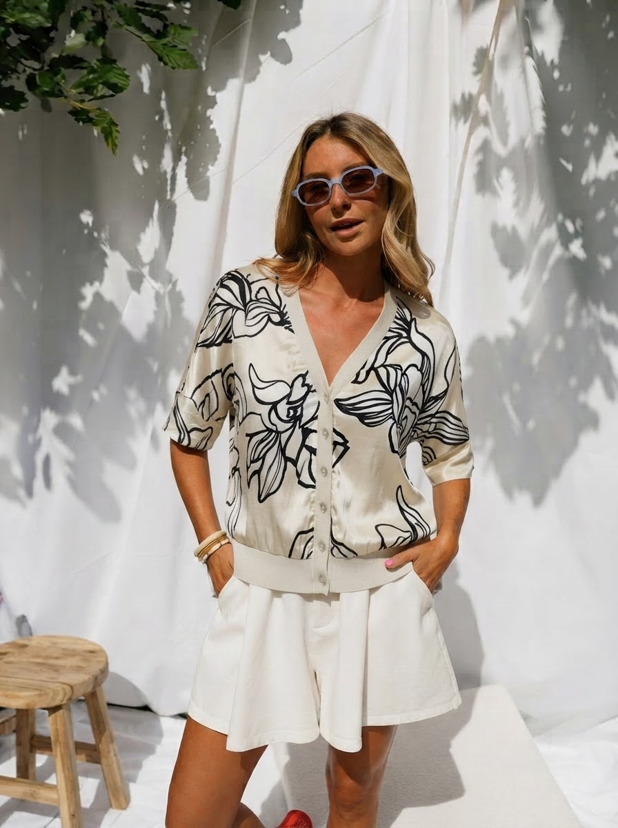 Rebecca Printed Button Top-1