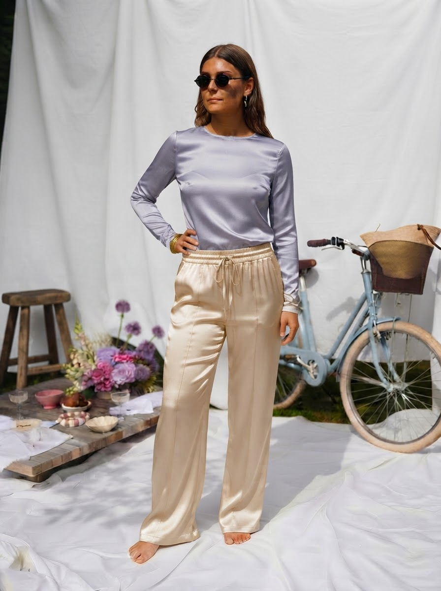 Satin Wide Leg Trousers-14