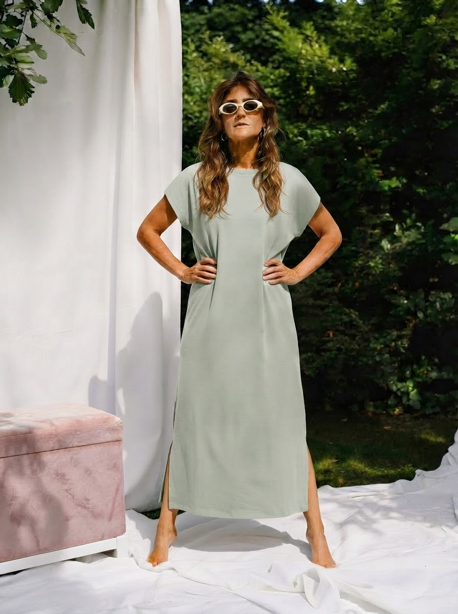 Soft Touch Side Slit Midi Dress-3