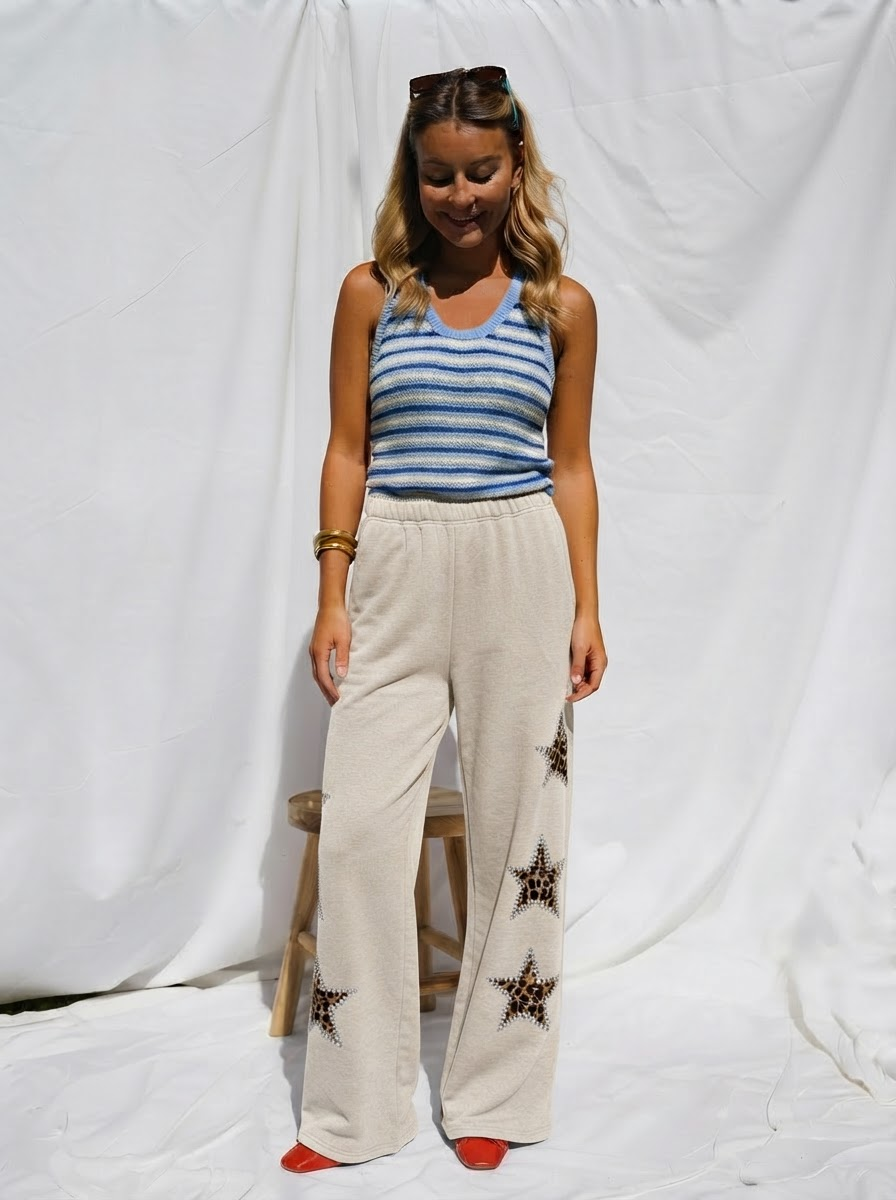 Leopard Star Wide Leg Joggers-1