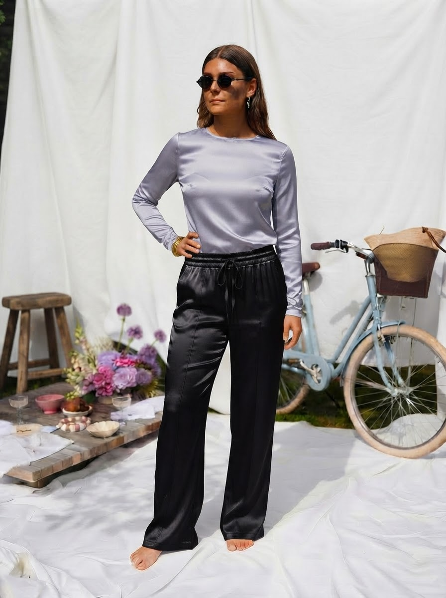 Satin Wide Leg Trousers-13