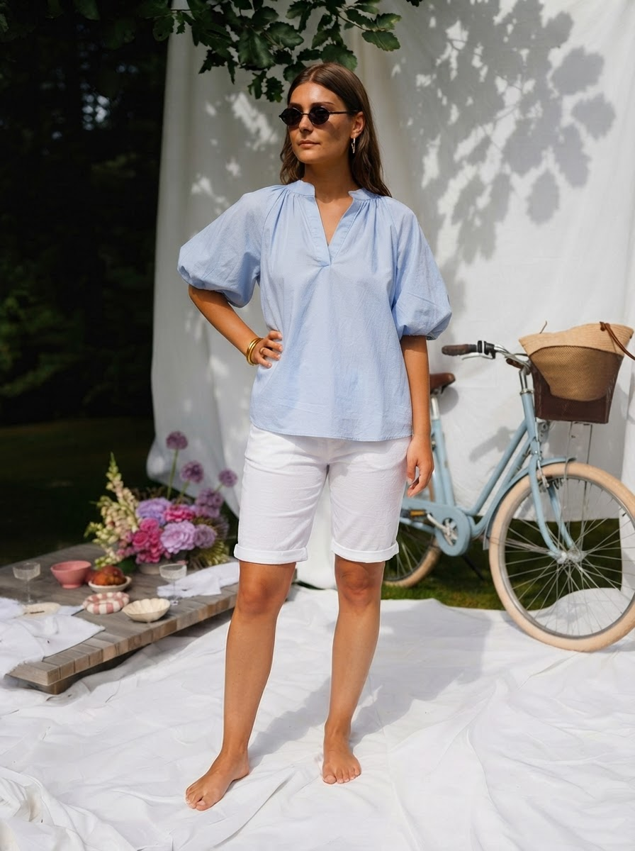 Cotton Puff Sleeve Blouse-1