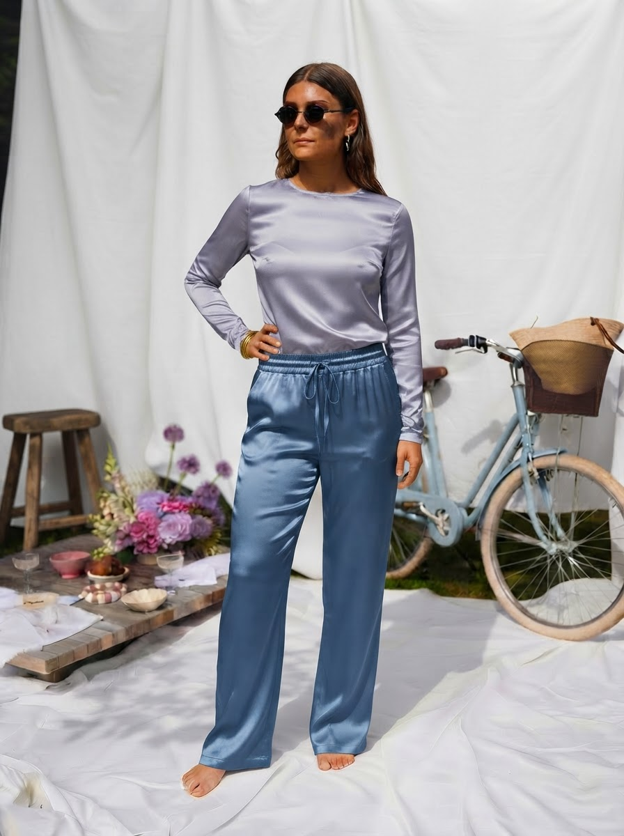 Satin Wide Leg Trousers-12