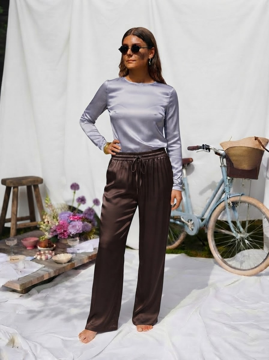 Satin Wide Leg Trousers-11