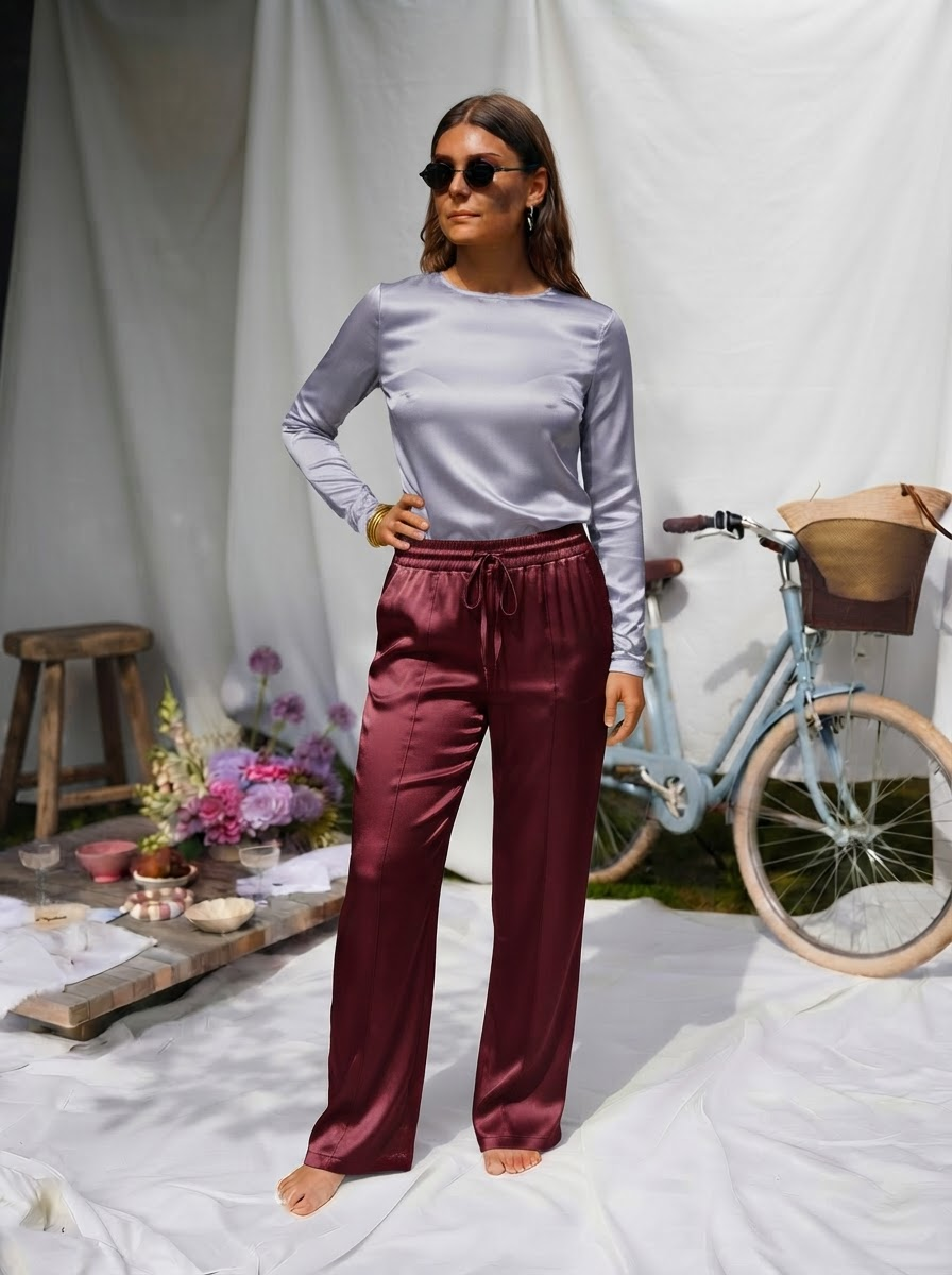 Satin Wide Leg Trousers-3