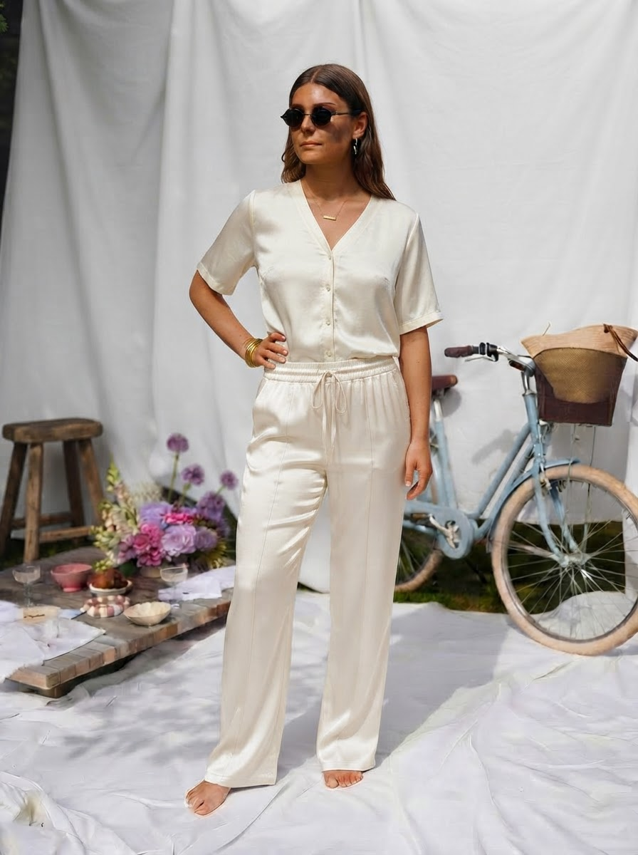 Satin Wide Leg Trousers-10