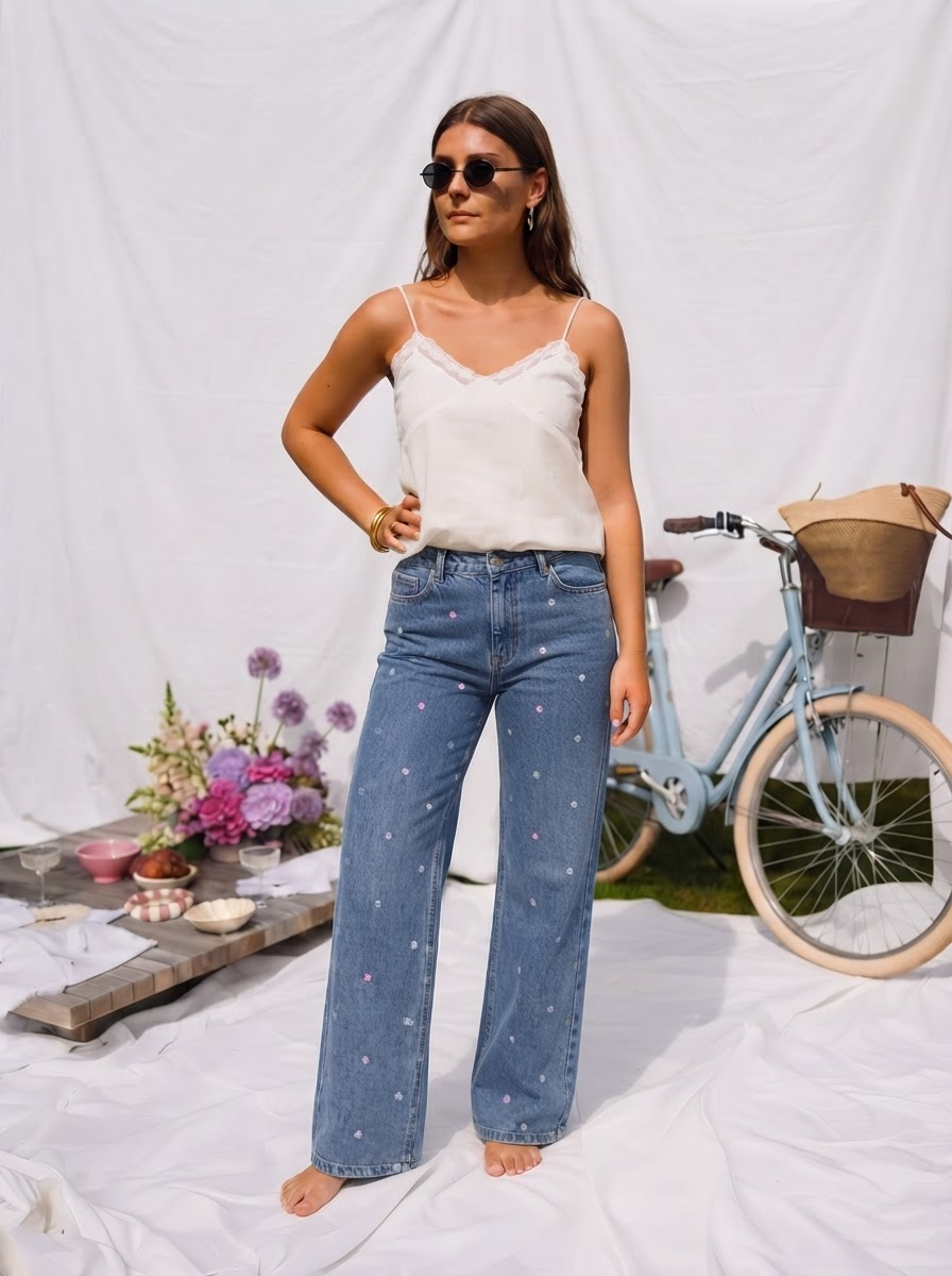 Melly Flower Embroidered Jeans