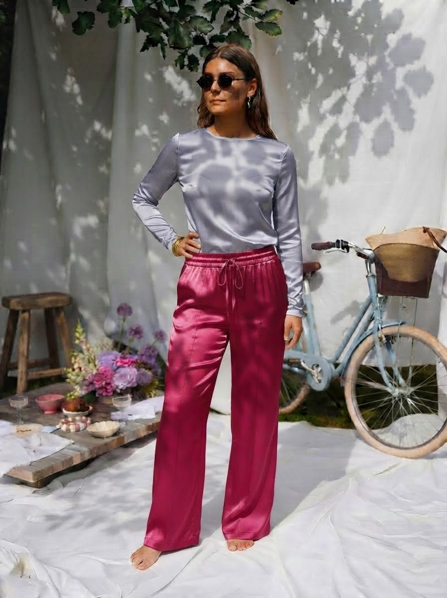 Satin Wide Leg Trousers-9