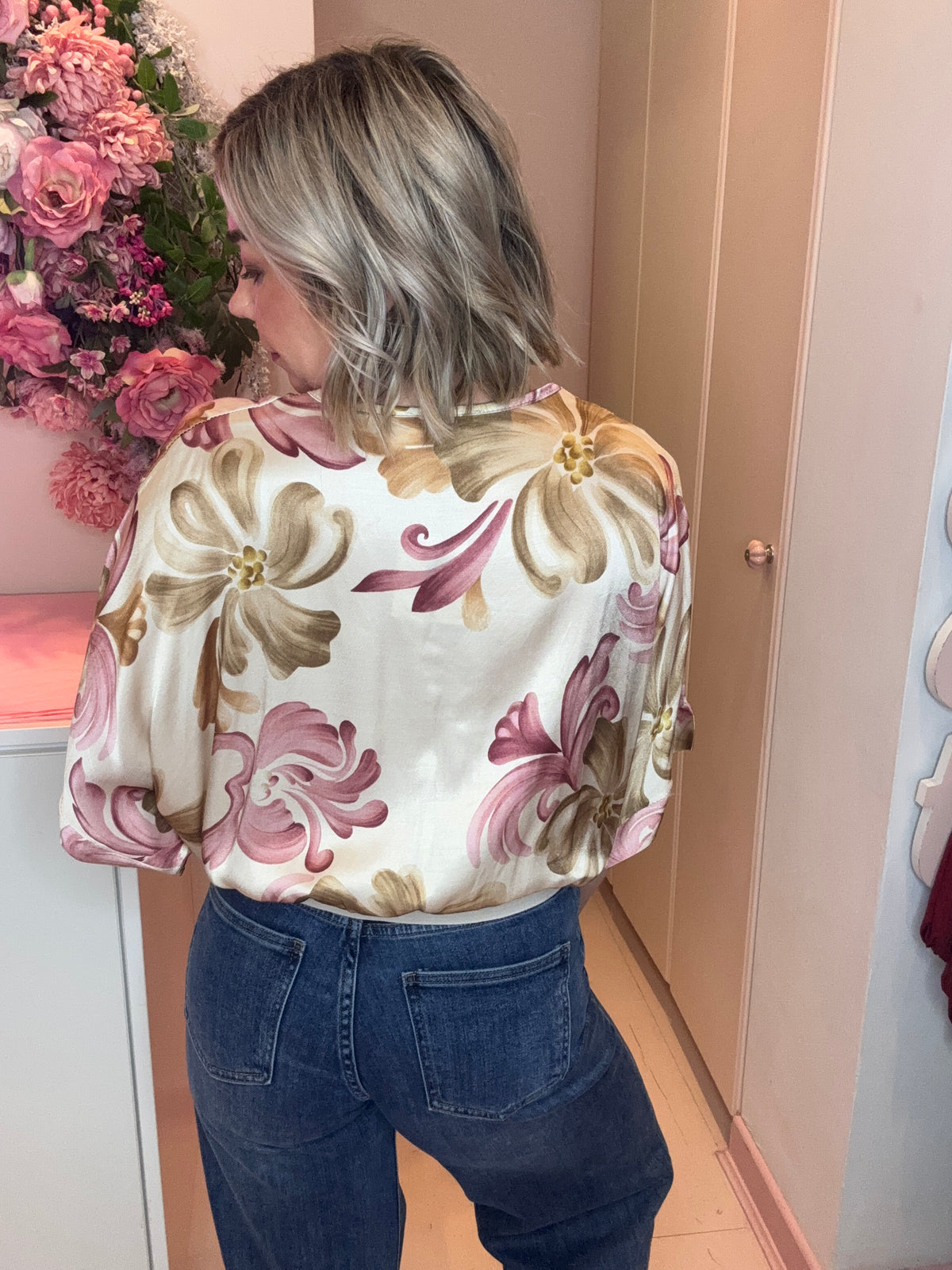 Rebecca Printed Button Top-30