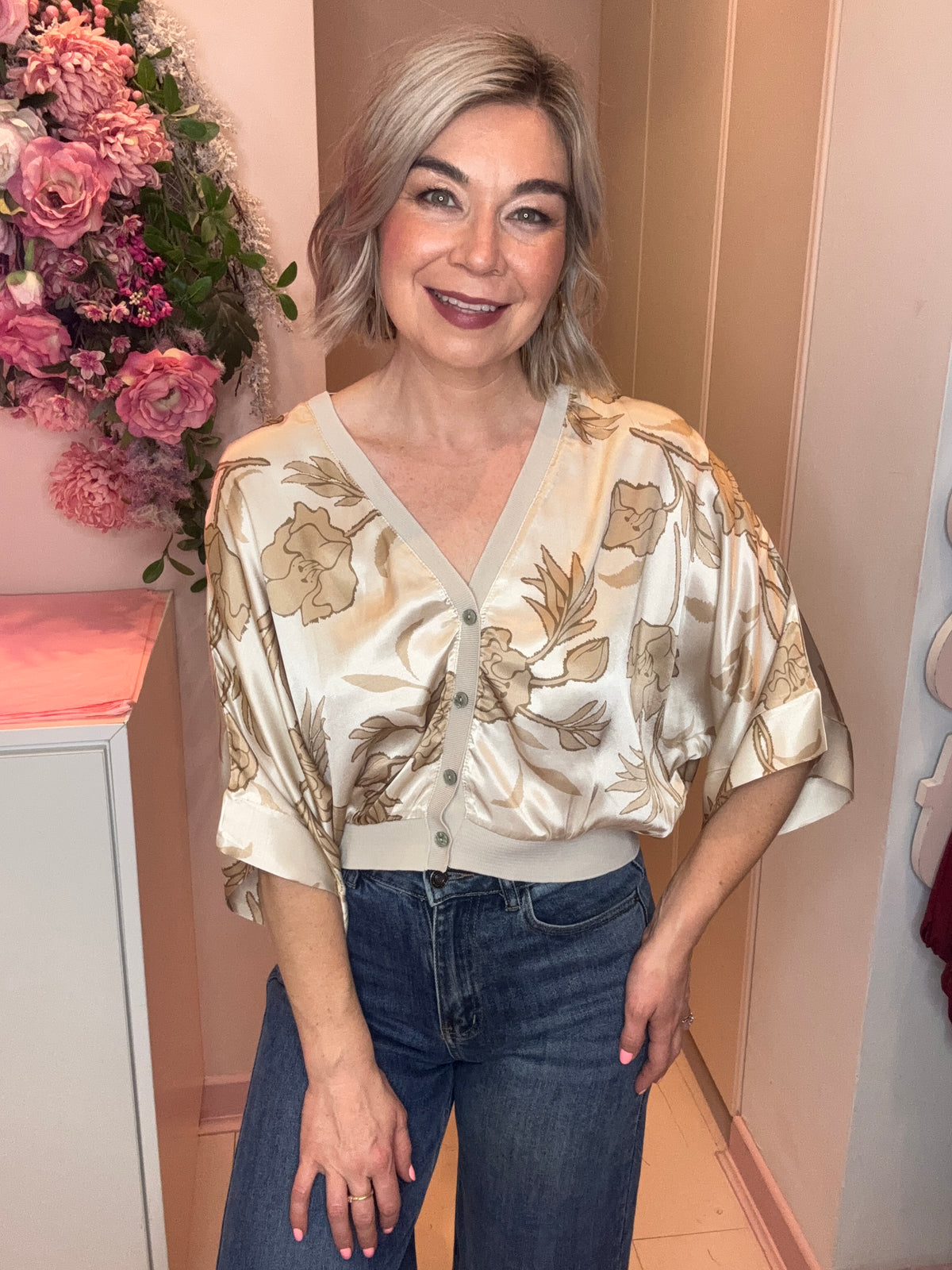 Rebecca Printed Button Top-15