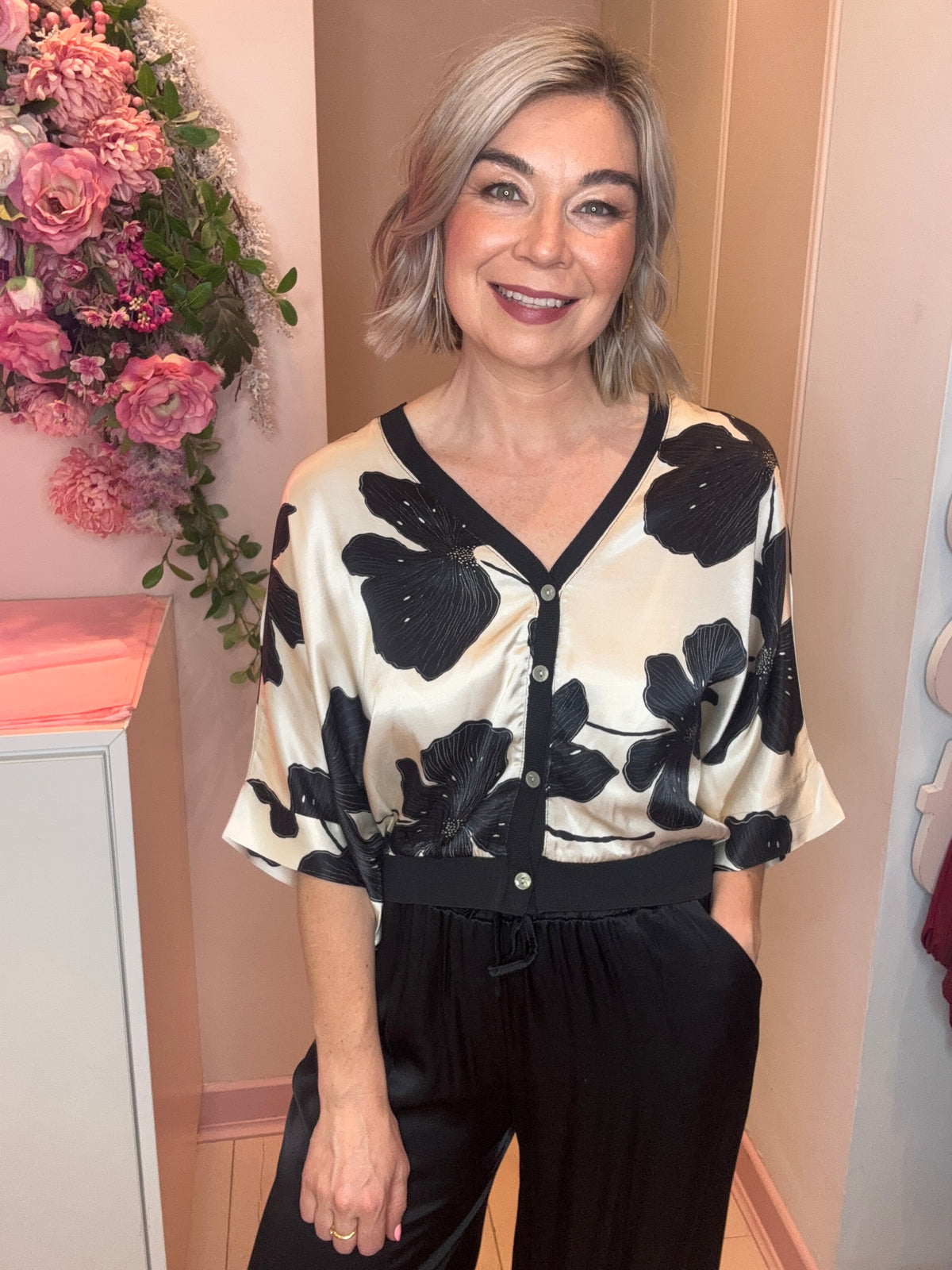 Rebecca Printed Button Top-18