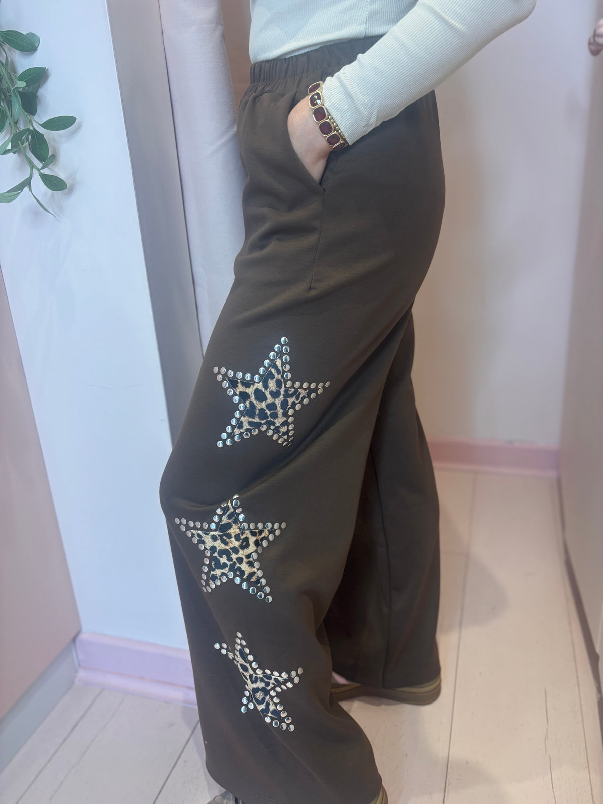 Leopard Star Wide Leg Joggers-6