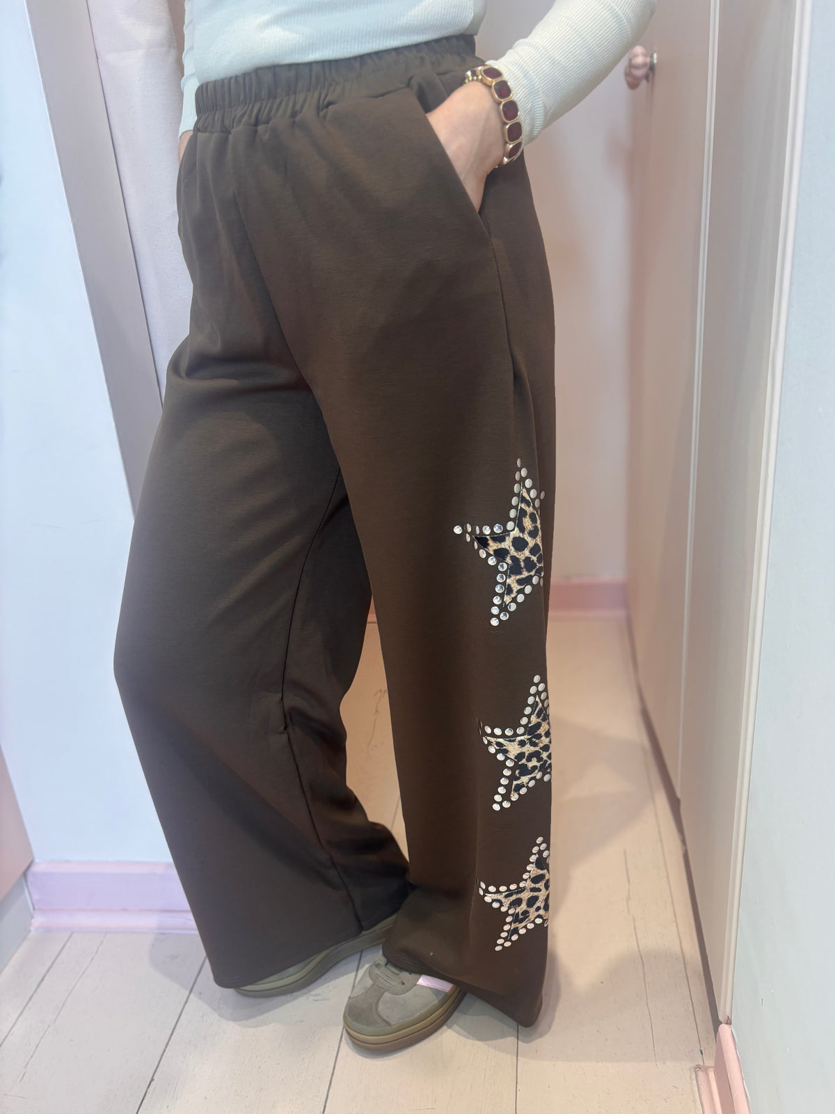 Leopard Star Wide Leg Joggers-3