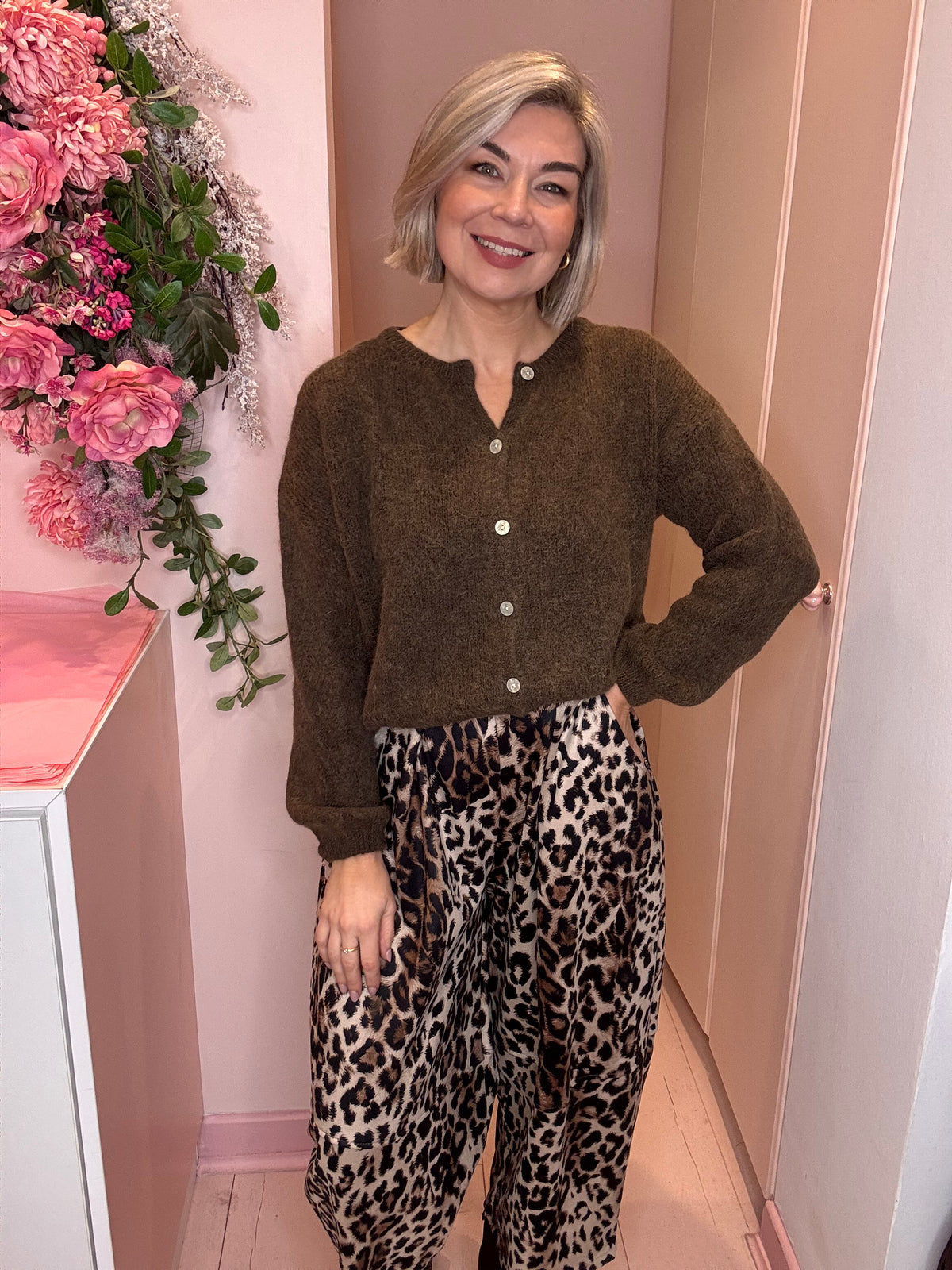 Animal Print Barrel Trousers-7