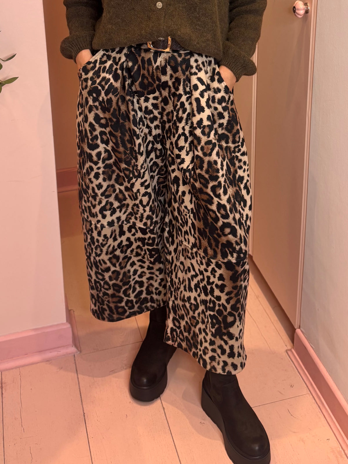 Animal Print Barrel Trousers