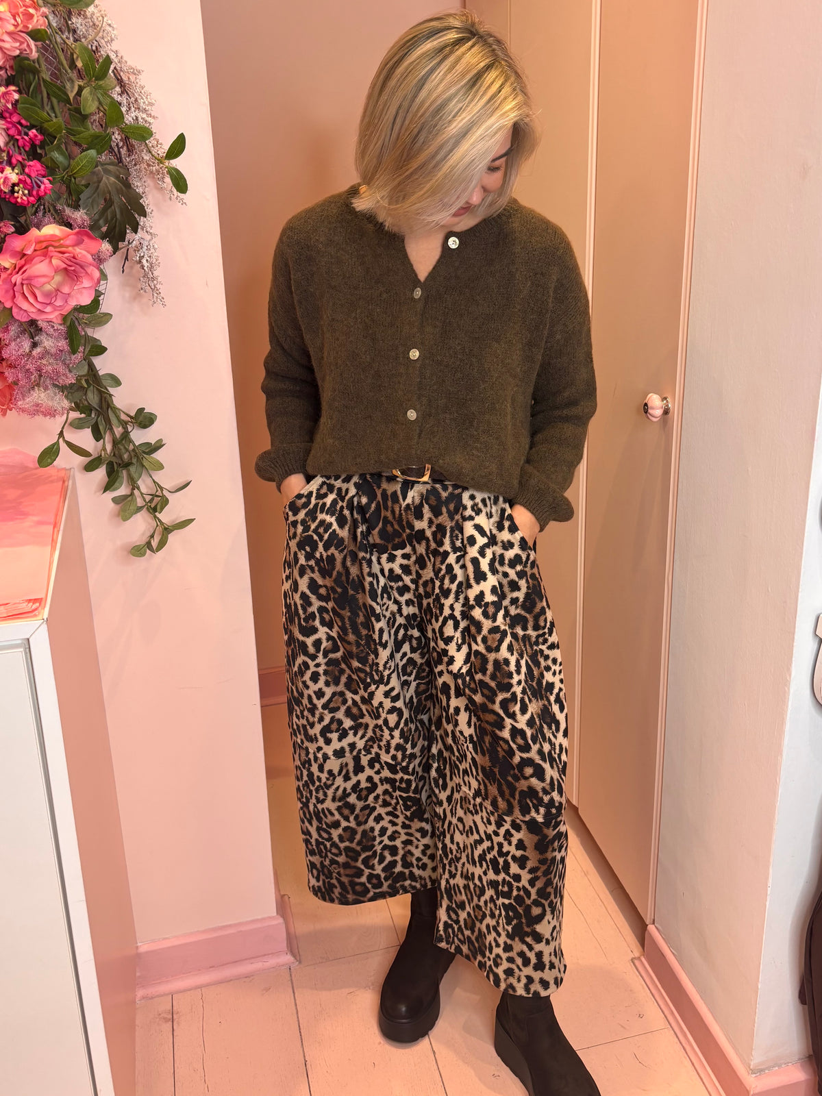 Animal Print Barrel Trousers-2