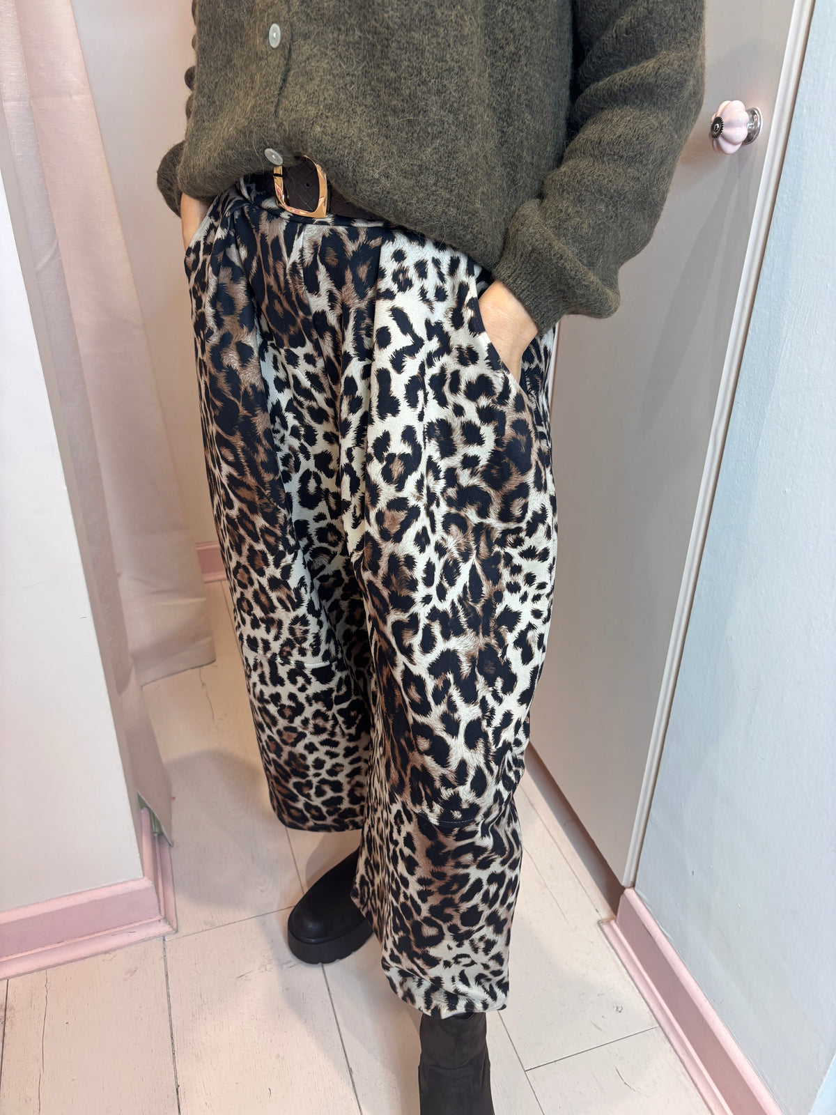 Animal Print Barrel Trousers-9