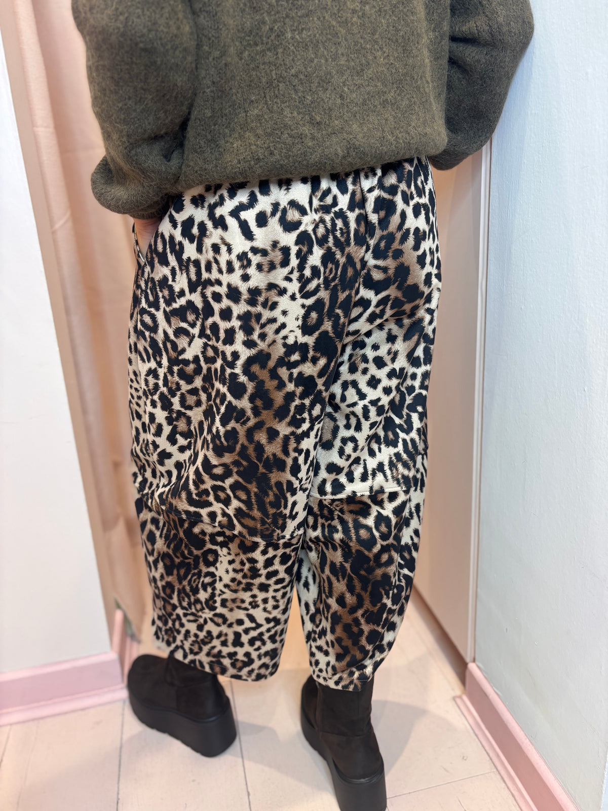 Animal Print Barrel Trousers-10