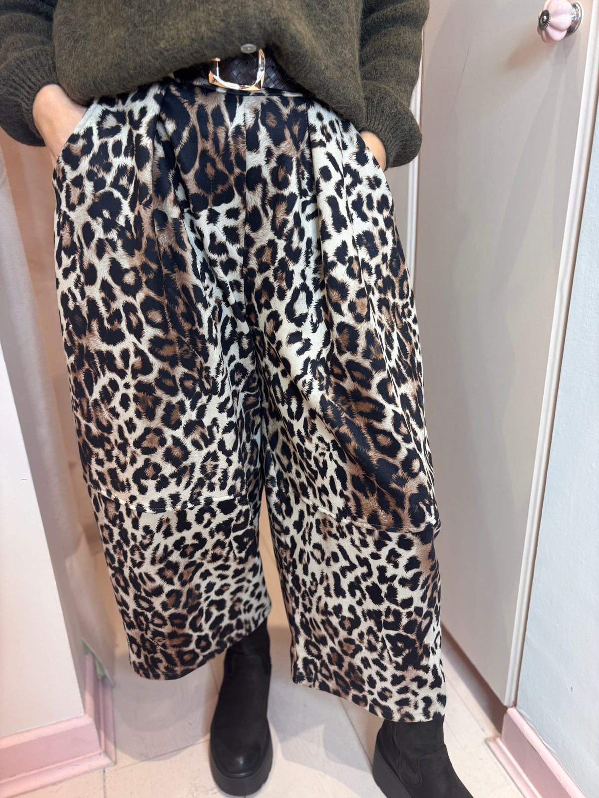 Animal Print Barrel Trousers-11
