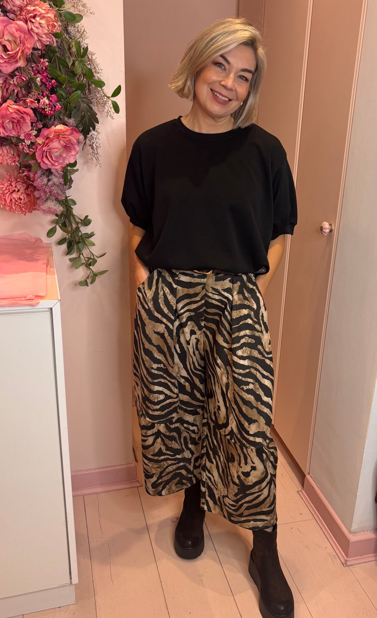 Animal Print Barrel Trousers-6