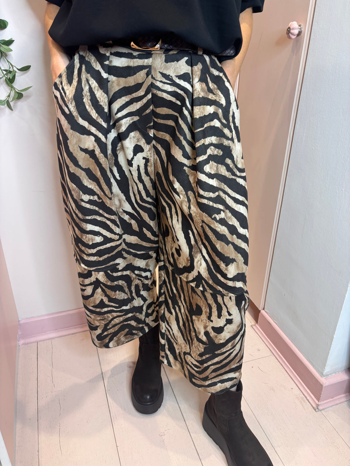 Animal Print Barrel Trousers-5