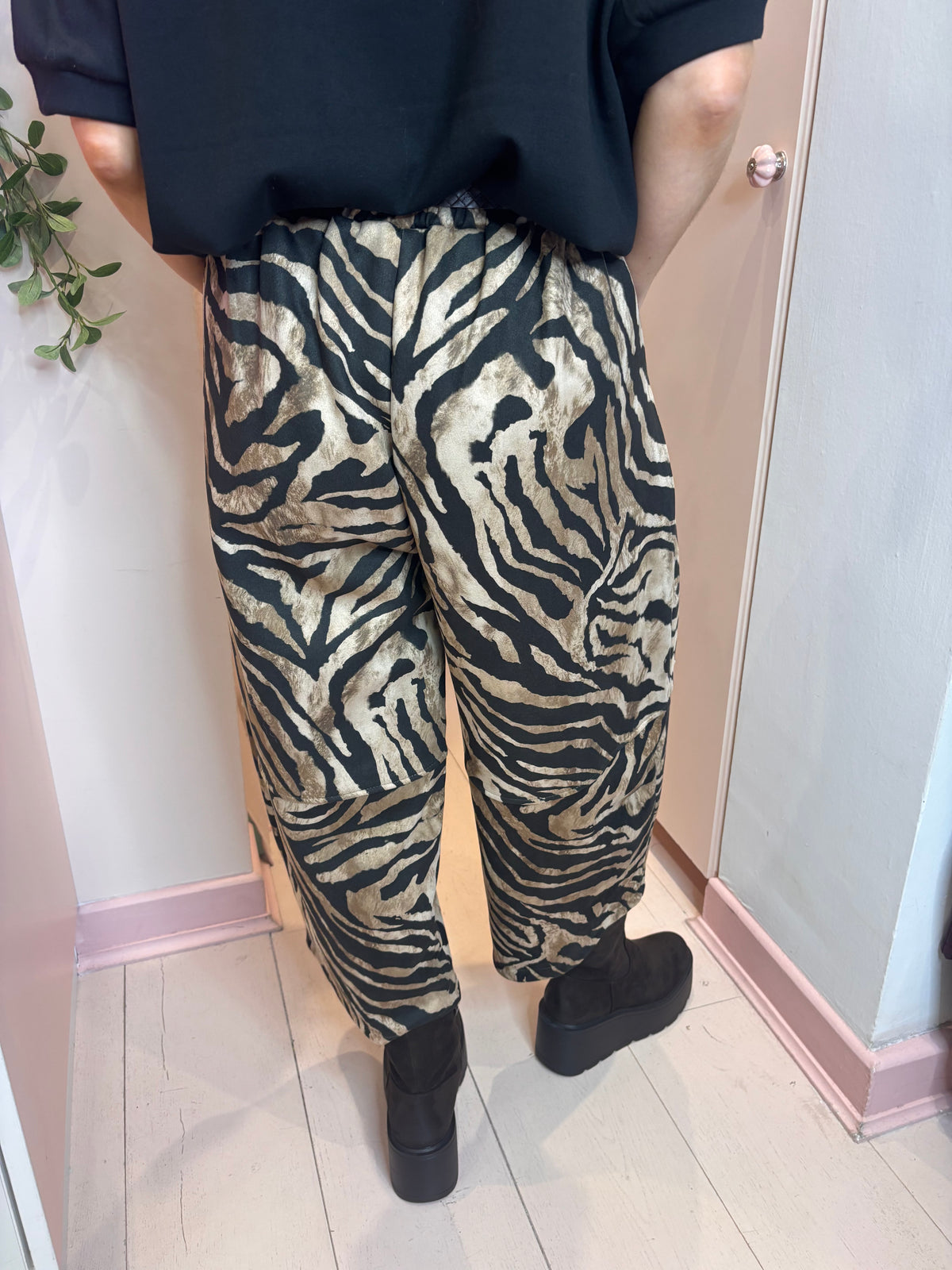 Animal Print Barrel Trousers-13