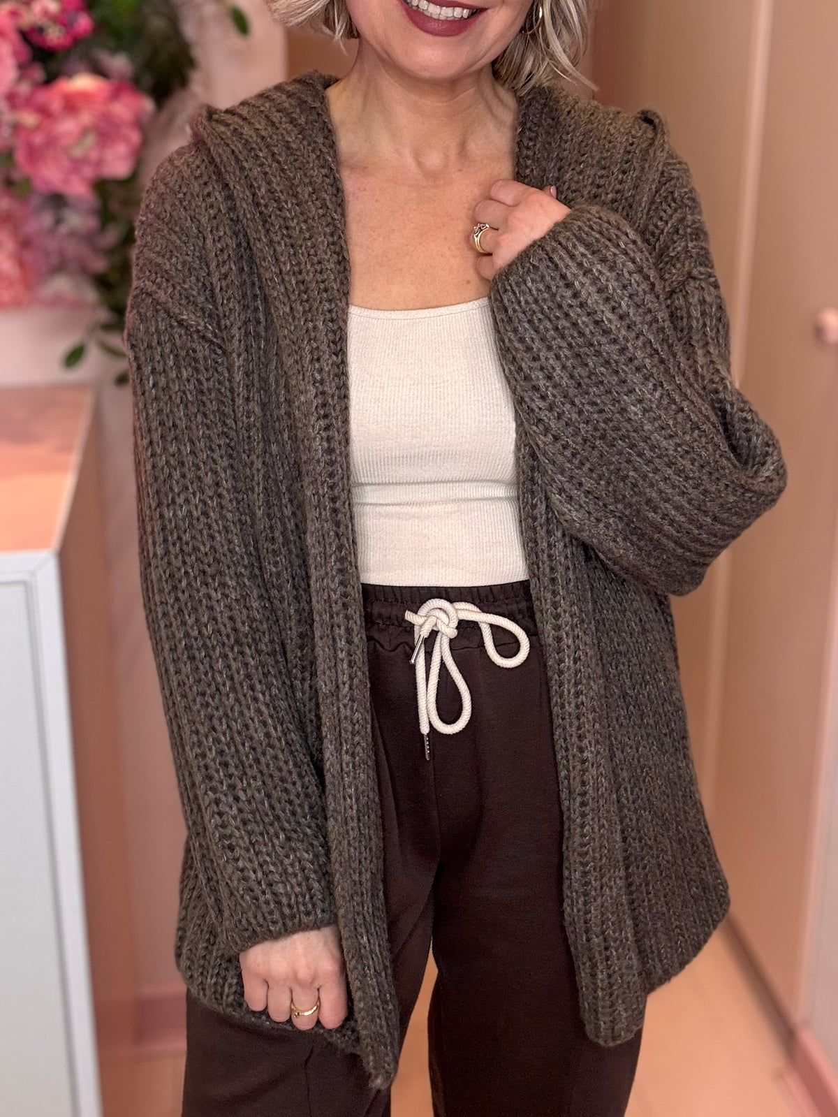 Cosy Hooded Chunky Knit Cardigan-4