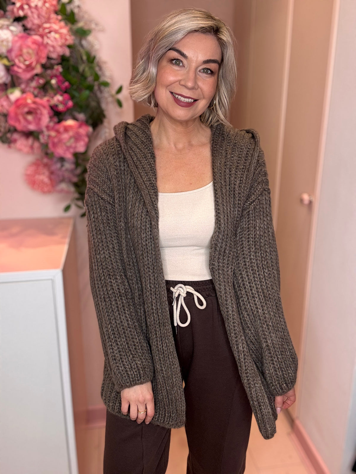 Cosy Hooded Chunky Knit Cardigan