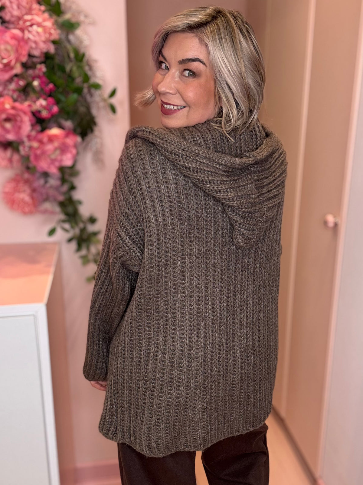 Cosy Hooded Chunky Knit Cardigan-2