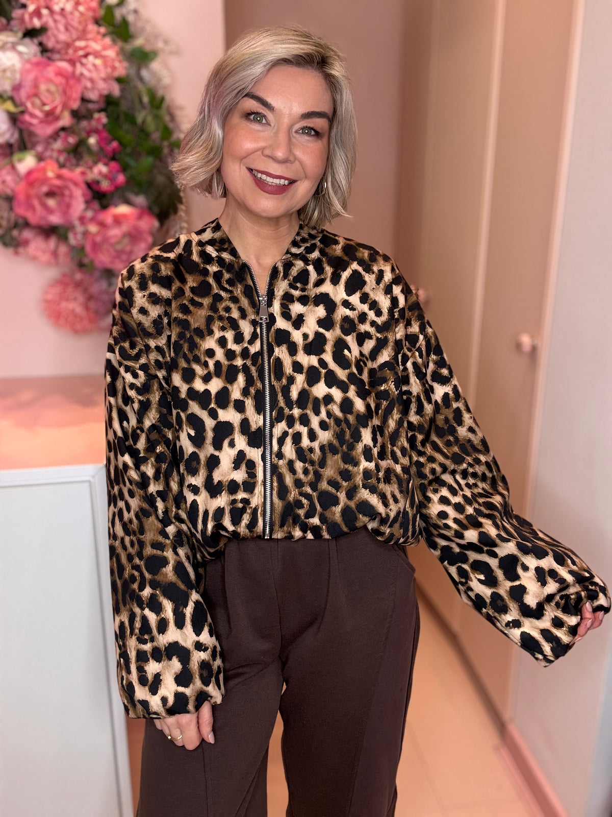 Leopard Print Bomber Jacket-3