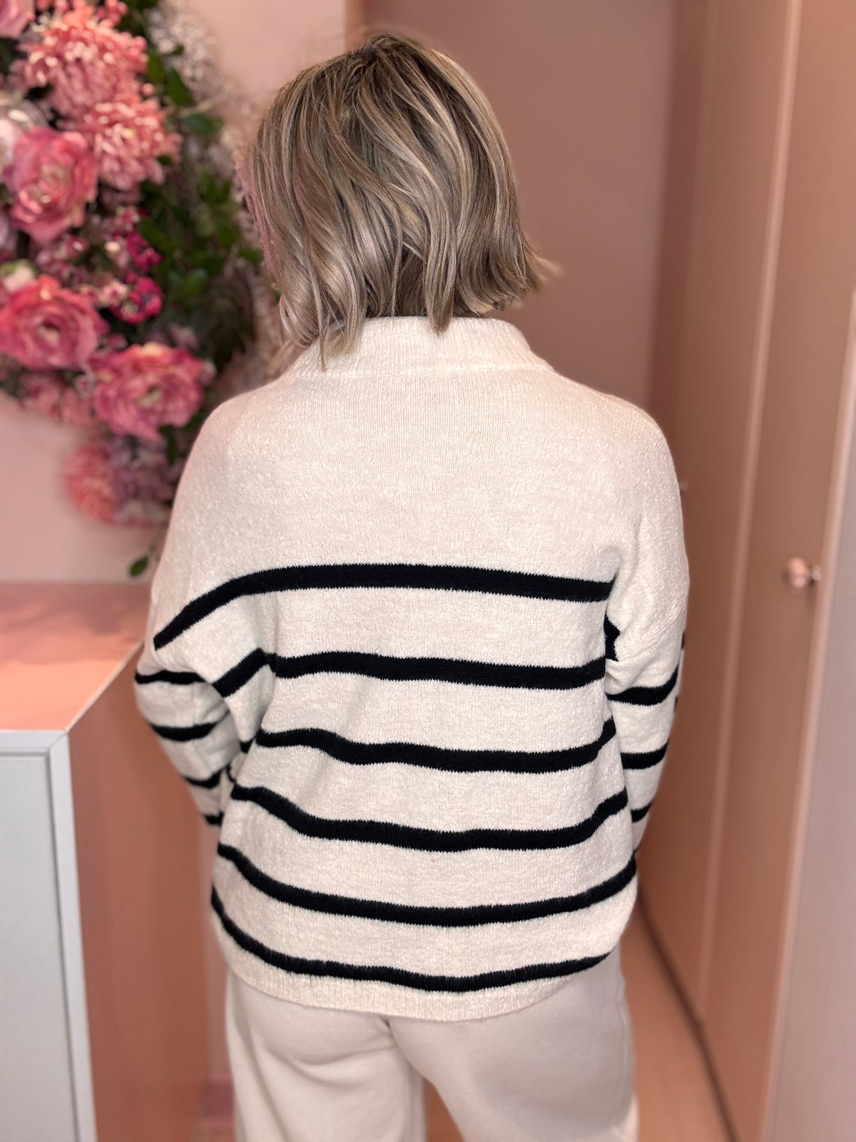 The Sophie Stripe Zip Neck Knit-4