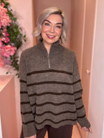 The Sophie Stripe Zip Neck Knit