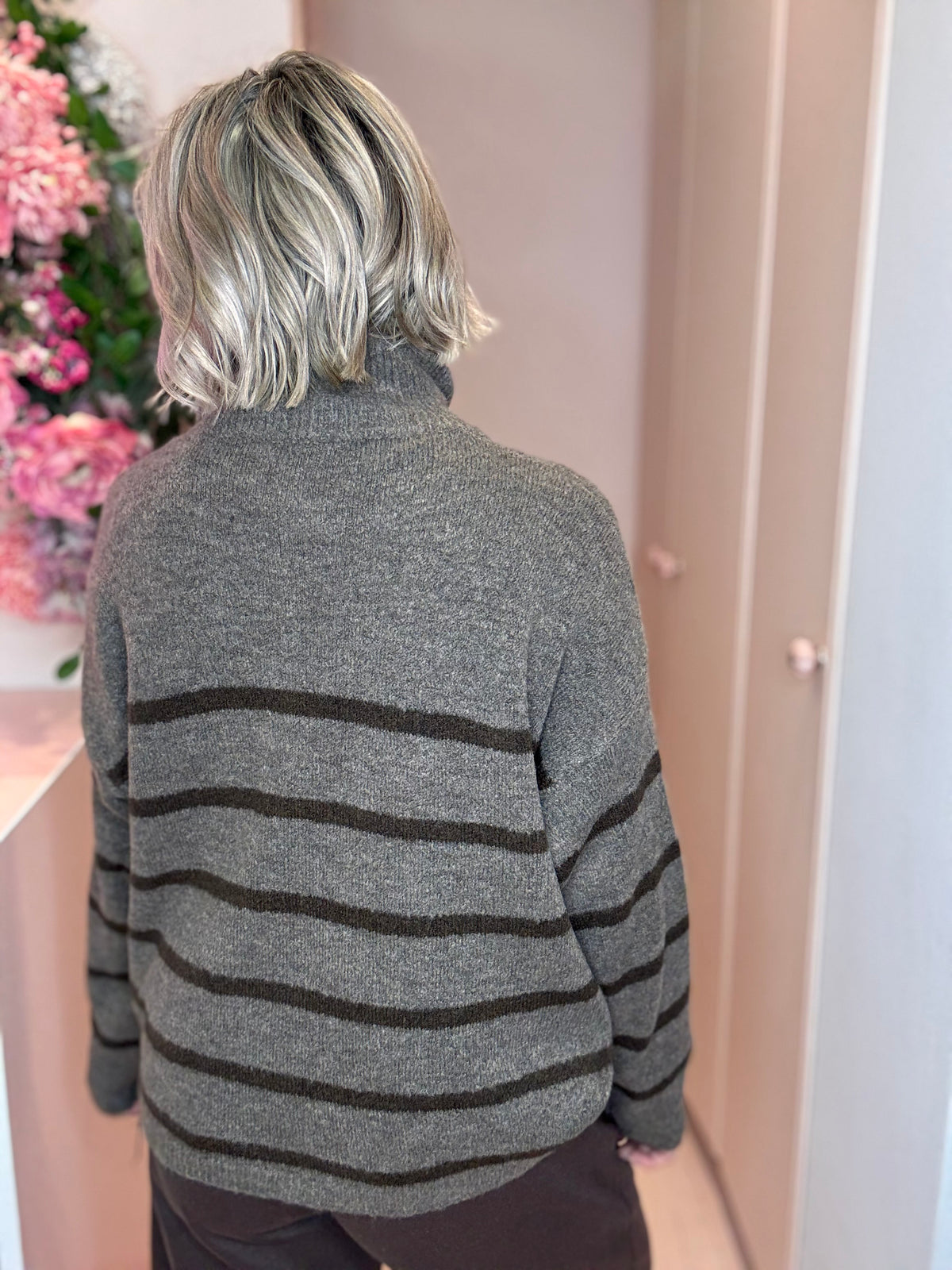 The Sophie Stripe Zip Neck Knit-6