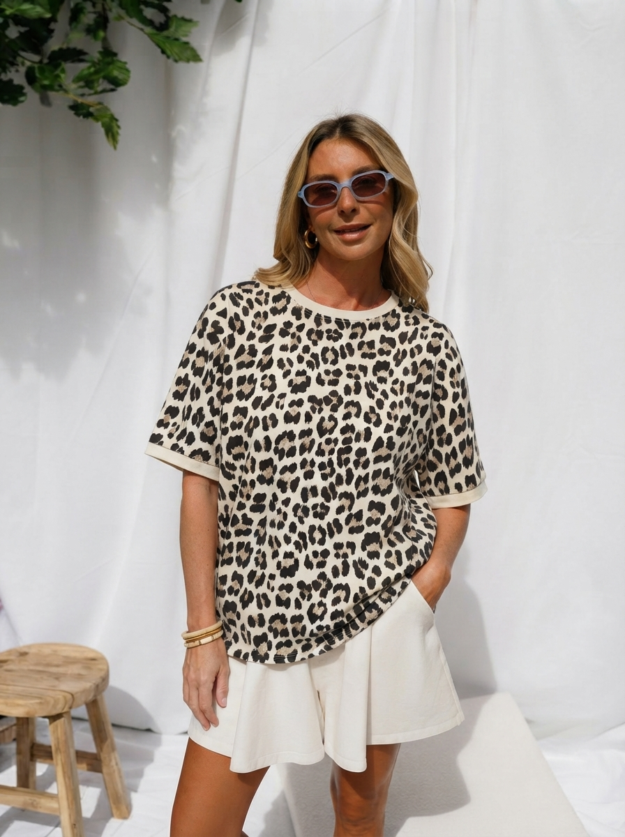 Leopard Print Cotton Tee-1