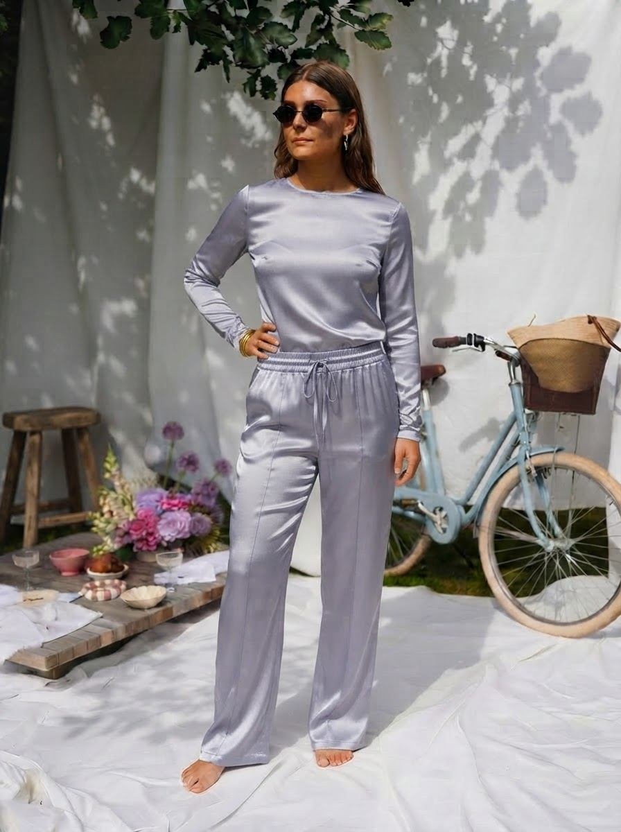 Satin Wide Leg Trousers-1