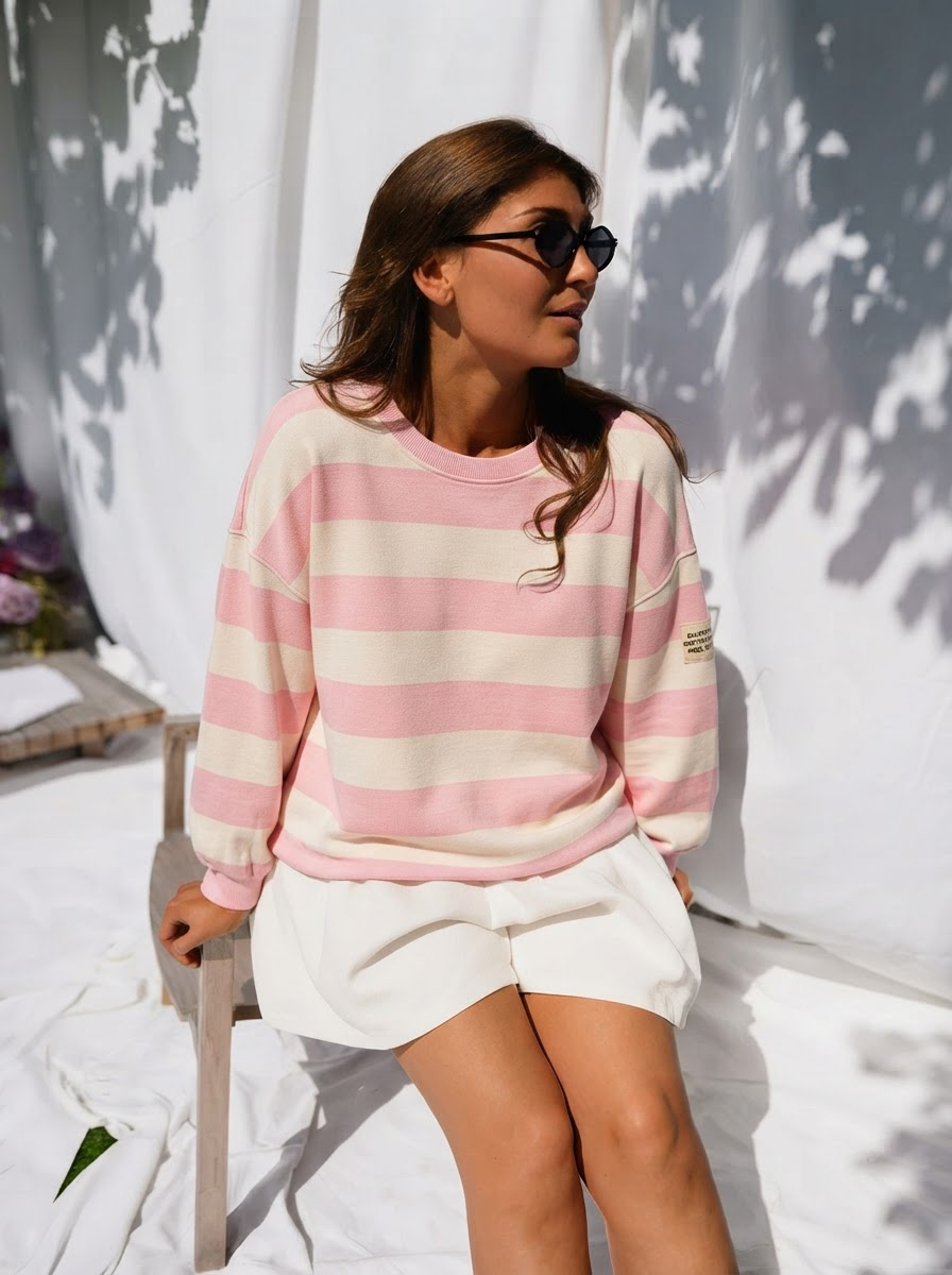 Bibi Stripe Cotton Sweater-5