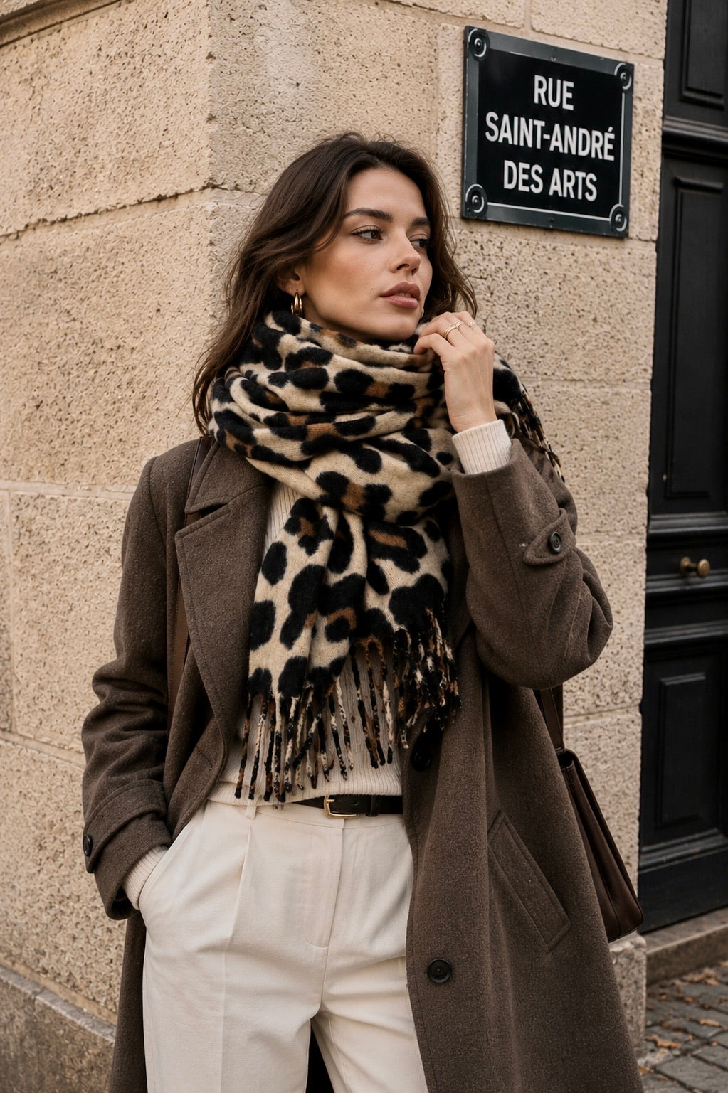 Leopard Print Wool Blend Scarf-5