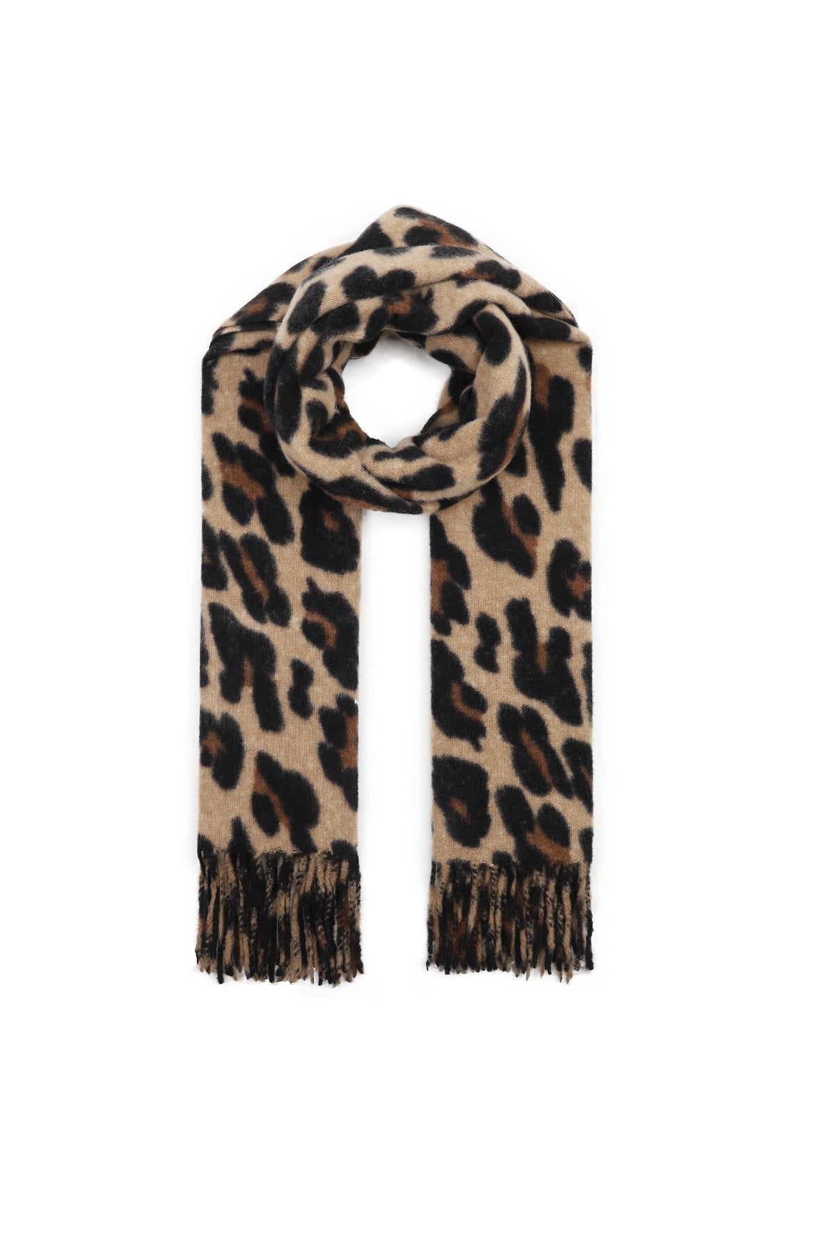 Leopard Print Wool Blend Scarf-4
